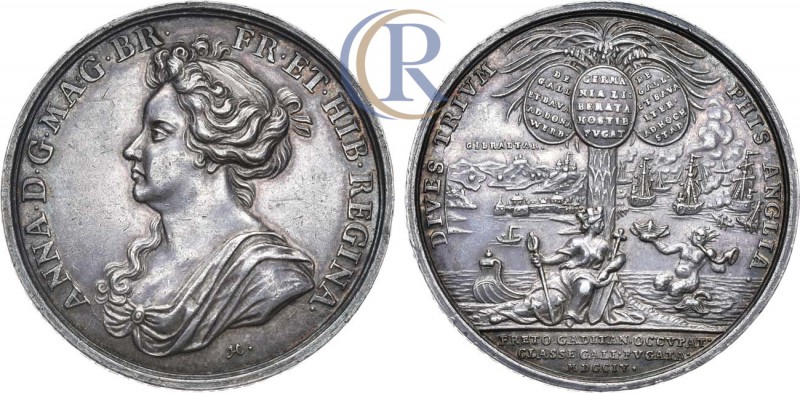 Anne silver British Victories Medal 1704, Capture of Gibraltar in July 1704, by ...