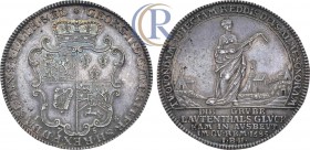 Taler 1759. Silver, 29,26 g.
 Германия. Курфюршество Брауншвейг-Люнебург-Ганновер. Король Великобритании Георг II как курфюрст. Талер 1759 года. Сереб...