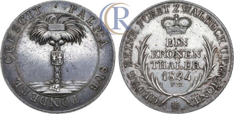 Germany. Taler, 1824. Silver, 29,22 g. 
Германия. Княжество Вальдек-Пирмонт. Кня...