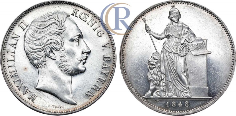 Geramny. Double taler 1848. Silver, 37,08 g.
 Германия. Королевство Бавария. Кор...