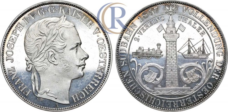 Ausria. Double taler 1857. Silver, 37,04 g.
 Австро-Венгерская империя. Императо...