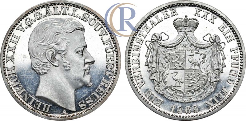 Germany. Taler 1868. Silver, 18,51 g. Berlin mint.
 Германия. Княжество Рейсс. К...