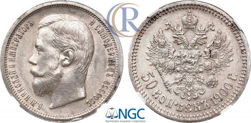 Russia. 50 копеек 1900 года. АГ-(ФЗ). Серебро. Уздеников 2113. Биткин 79. Казако...