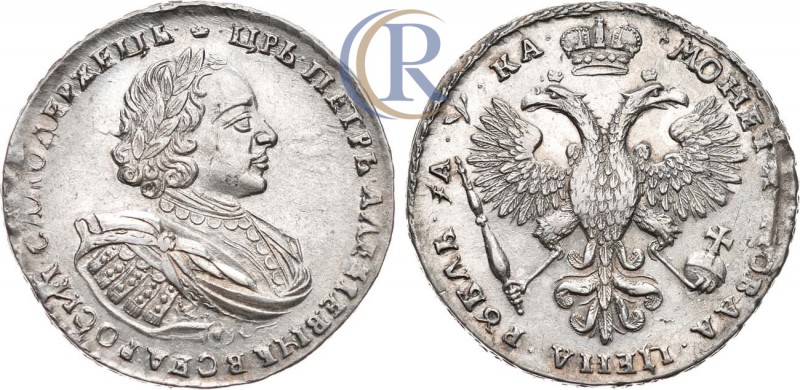 Russia. 1 рубль 1721 года. Без букв. Серебро, 27,88г. Кадашевский монетный двор....