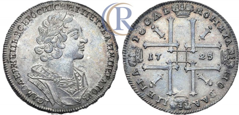 Russia. 1 рубль 1725 года. Серебро, 27,99г. Красный монетный двор. Портрет погру...