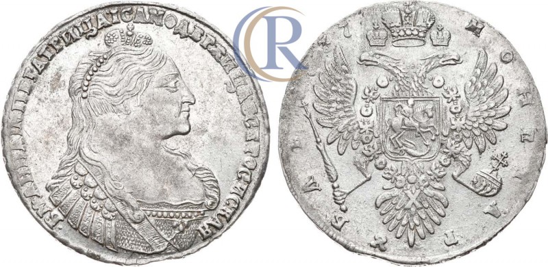 Russia. 1 рубль 1737 года. Серебро, 25,51г. Кадашевский монетный двор. Аверс: по...