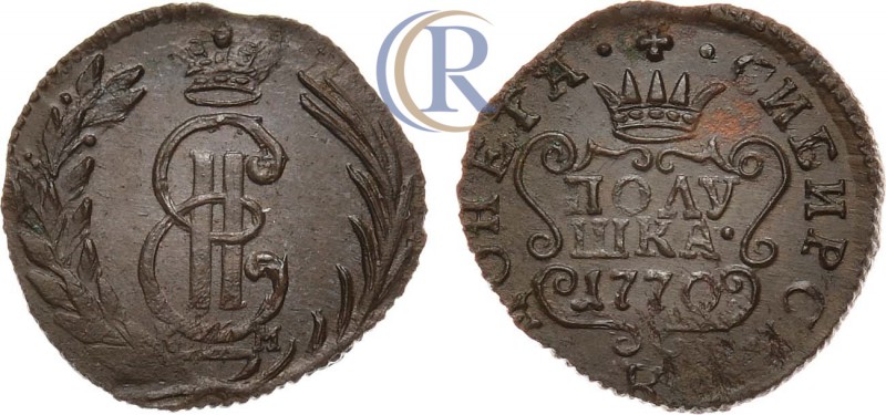 Russia. Полушка 1770 года. КМ. Сибирская. Медь, 1,53г. Сузунский монетный двор. ...