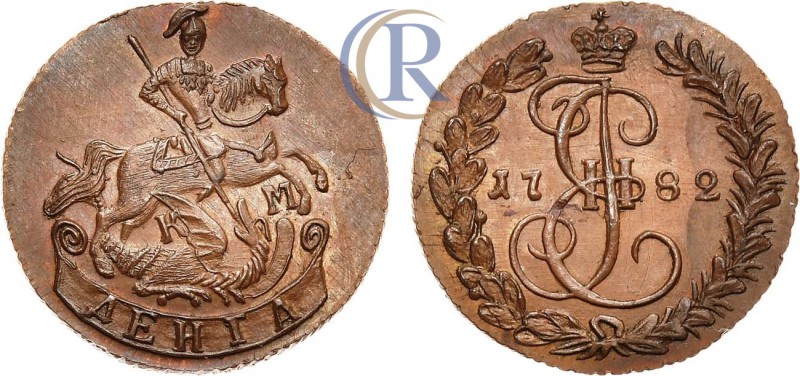 Russia. Денга 1782 года. КМ. Новодел. Медь, 4,96г. Сузунский монетный двор. Гурт...