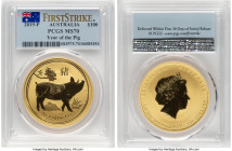 Elizabeth II gold "Year of the Pig" 100 Dollars (1 oz) 2019-P MS70 PCGS, Perth mint. First Strike. Lunar Series II. HID09801242017 © 2024 Heritage Auc...