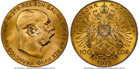 Franz Joseph I gold Restrike 100 Corona 1915 MS65 NGC, Vienna mint, KM2819, Fr-507. HID09801242017 © 2024 Heritage Auctions | All Rights Reserved www....