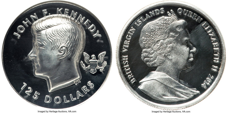 Elizabeth II platinum Proof Ultra High Relief "John F. Kennedy" 125 Dollars 2014...
