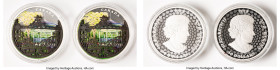 Elizabeth II Pair of Uncertified silver Colorized Proof "Halifax Public Gardens" 30 Dollars (2 oz) 2018 UNC, Royal Canadian mint. Mintage: 5,500. Gard...