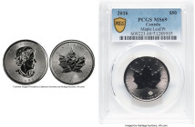 Elizabeth II platinum "Maple Leaf" 50 Dollars (1 oz) 2016 MS69 PCGS, Royal Canadian mint, KM-Unl. HID09801242017 © 2024 Heritage Auctions | All Rights...