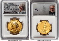 Elizabeth II gold Reverse Proof Ultra High Relief "Peace & Liberty" Mint Medal (1 oz) 2019 PR70 NGC, 30mm. First Day issue. Hand-signed by designer, S...