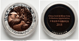 People's Republic bi-metallic gold & silver "Panda - Collector's Appreciation" Mint Medal 2018 UNC, 45mm. Accompanied by original case and COA #03598....