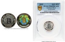 Lealana silver Proof Loaded (Unredeemed) "Bitcoin Cent" 0.01 Bitcoin (BTC) 2022 PR69 Deep Cameo PCGS, Ahonen-Unl. Serial #114. Mintage: 140. Type UF (...