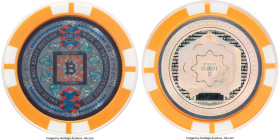 Satori plastic Loaded (Unredeemed) "Poker Chip - Orange" 0.001 Bitcoin (BTC) ND (2016) MS70 PCGS, Ahonen-246. Serial #017348 (pre-fork). Type PF. 40mm...
