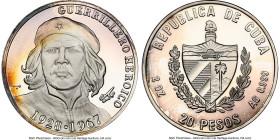 Republic silver Proof "Che Guevara - 40th Anniversary of Death" 20 Pesos (2 oz) 2007 PR67 Ultra Cameo NGC, Havana mint, KM900. A flare-like toning sil...