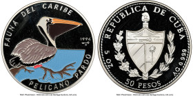 Republic Proof Colorized "Pelican" 50 Pesos (5 oz) 1994 PR68 Ultra Cameo NGC, KM505. "Caribbean Fauna" series. HID09801242017 © 2024 Heritage Auctions...