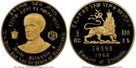 Haile Selassie I gold Proof "Emperor's Birth & Reign" 100 Dollars EE 1958 (1966)-NI PR62 Ultra Cameo NGC, Numismatica Italiana mint, KM41. HID09801242...