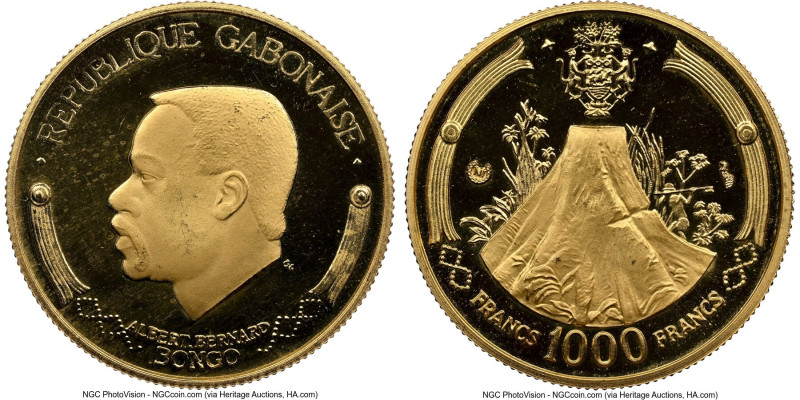 Republic gold Proof "Stump of Okume Tree" 1000 Francs 1969-NI PR67 Ultra Cameo N...