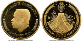 Republic gold Proof "Stump of Okume Tree" 1000 Francs 1969-NI PR67 Ultra Cameo NGC, KM6. Mintage: 4,000. HID09801242017 © 2024 Heritage Auctions | All...