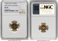 Juan Carlos I gold "Discovery of America" 5000 Pesetas 1989-M MS68 NGC, Royal mint of Spain, KM840. HID09801242017 © 2024 Heritage Auctions | All Righ...