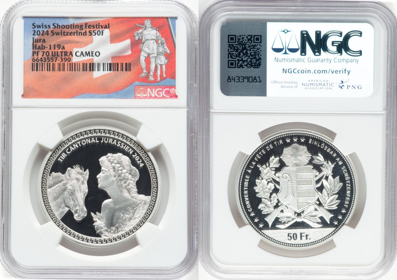 Confederation silver Proof "Jura Shooting Festival" 50 Francs 2024 PR70 Ultra Ca...