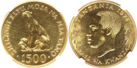 Republic gold "Cheetahs" 1500 Shilingi 1974 MS64 NGC, KM9. Conservation series. HID09801242017 © 2024 Heritage Auctions | All Rights Reserved www.HA.c...