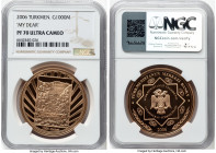 Republic gold Proof "My Dear" 1000 Manat 2006 PR70 Ultra Cameo NGC, KM-Unl (cf. KM70 silver). Ruhnama series. Reported mintage of only 80 examples. HI...