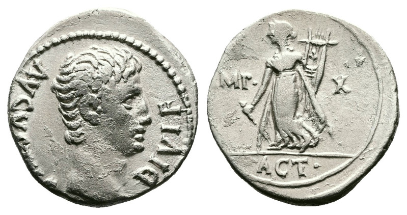 Augustus, 27 BC – 14 AD. AR Denarius (19.4 mm, 3.43 g.). Lugdunum mint, 15-13 BC...