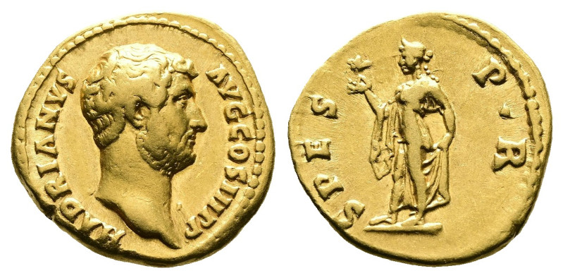 Hadrian, AD 117-138. Gold Aureus (19 mm, 7.15 g.). Rome mint, AD 134-138. HADRIA...