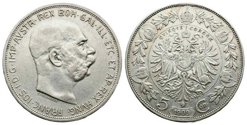 Austria. Franz Joseph I (1848-1916). 5 Corona (35 mm, 24,00 g.). 1909. KM 2814. ...