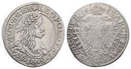 Leopold I "Hogmou''. 1657-1705. AR 15 Kreuzer (29 mm, 5,18 g.). 1662. LEOPOLDVS · D · G · R · I · S -- A · G · H · B · REX // XV (denomination) in car...