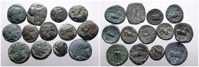 Greek. Macedonian Kingdom, 13 Bronze coins from Macedonian Rulers, inclusive: Philip II, Alexander III 'the Great', Kassander, Antigonas II Gonatas, P...
