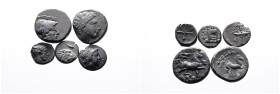 Greek, Nice Selection of 5 Bronze coins, inclusive: Thessalean League, Tragilos, Amphipolis, Alexander III 'the Great' & a Rarer small denommination o...