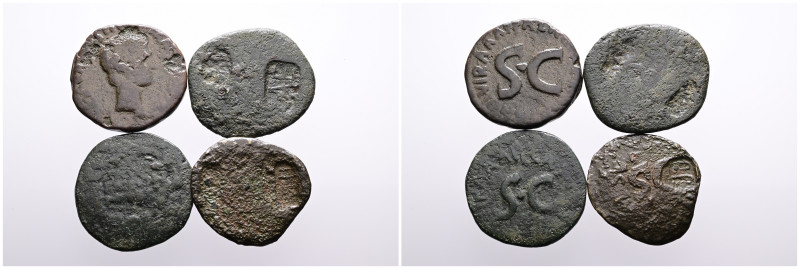 Roman Imperial. 4 Bronze Asses of Octavian inclusive two with countermarks. Fine...