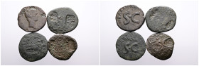 Roman Imperial. 4 Bronze Asses of Octavian inclusive two with countermarks. Fine. SOLD AS SEEN, NO RETURN!