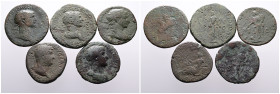 Roman Imperial. Selection of 5 Bronze Asses and Dupondius of Trajan & Hadrian, different reverses. Fine. SOLD AS SEEN, NO RETURN!