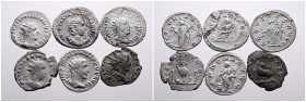 Roman Imperial. Selection of 6 Silver Antoniniani of Philip I 'the Arab', Otacilia Severa, Trajan Decius, Valerian I and Valerian II (2) with differen...