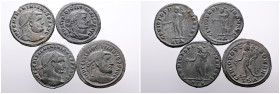 Roman Imperial. Selection of 4 Bronze Follis of Diocletian (2) and Maximianus Herculius (2) with different reverses. Very Fine. SOLD AS SEEN, NO RETUR...