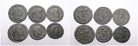 Roman Imperial. Selection of 6 Bronze Follis of Constantine I 'the Great' (3), Maximinus II Daia, Licinius I (2) with different reverses. Very Fine- G...