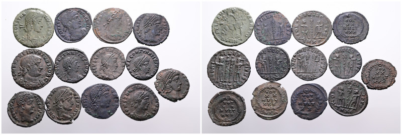Roman Imperial. Selection of 13 Bronze Follis of Constans, Constantius II, Const...