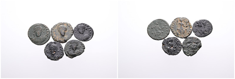 Roman Imperial. Selection of 5 Bronze Coins from the Late Roman Period all with ...