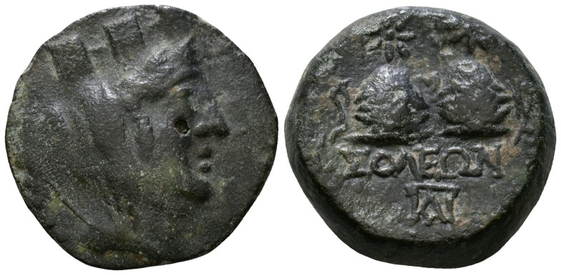 CILICIA. Soloi. Circa 2nd-1st centuries BC. Obv: Turreted, veiled and draped bus...