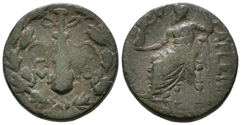 CILICIA. Tarsos. 164-27 BC. Obv: Filleted club; monogram to left and right; all ...