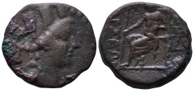 CILICIA. Tarsos. 164-27 BC. Obv: Turreted head of Tyche right; monogram to left. Rev: ΤΑΡΣΕΩΝ Zeus seated left on throne, holding sceptre; monogram to...