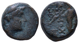SELEUKID KINGDOM. Antiochos III ‘the Great’. 223-187 BC. Antioch. Obv: Laureate head right. Rev: BAΣΙΛΕΩΣ ΑΝΤΙΟΧΟΥ Apollo standing left, leaning upon ...
