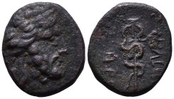 MYSIA. Pergamon. 200-113 BC. Obv: Laureate head of Aesclepios (or Zeus) right. Rev: ΑΣΚΛΗΠΙΟΥ / ΣΩΤΗΡoΣ, serpent-entwined staff of Asclepios. SNG Cop....