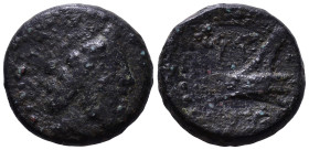 PHOENICIA. Arados. Uncertain date, circa 206-126 BC. Obv: Head of Zeus to right. Rev: Ram of prow to left; Phoenician letters above, date below. Æ 15m...